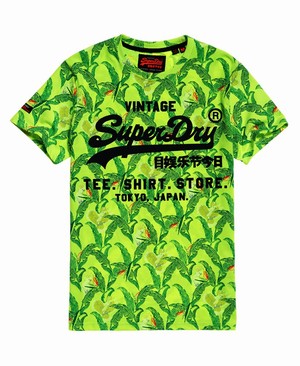 Superdry Ing Shop All Over Print Férfi Pólók Sárga | FWSKH0419